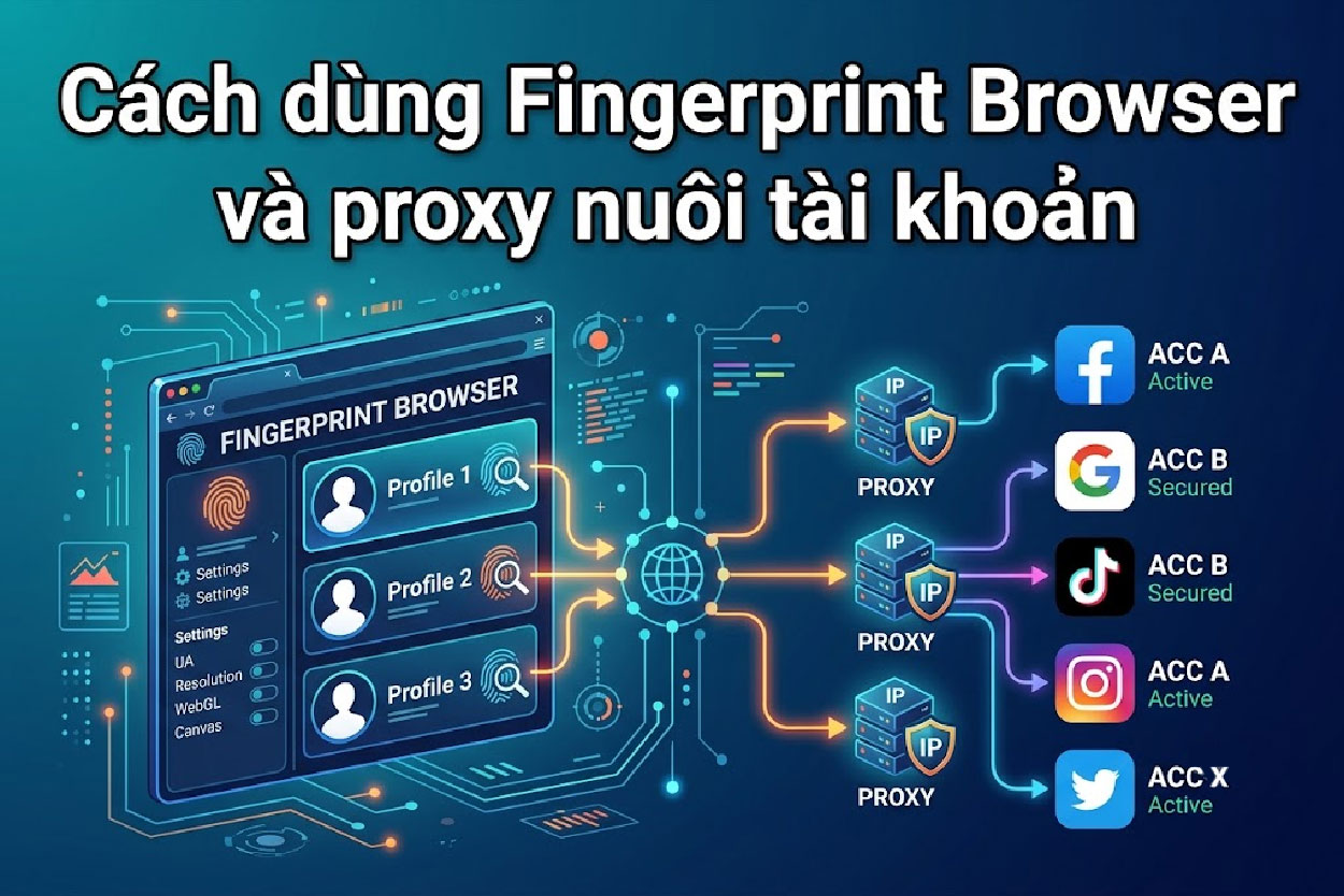 Cách dùng Fingerprint Browser và proxy nuôi tài khoản