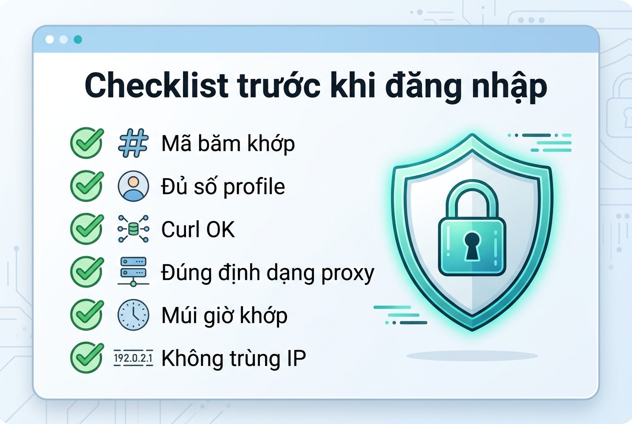 Checklist trước khi đăng nhập