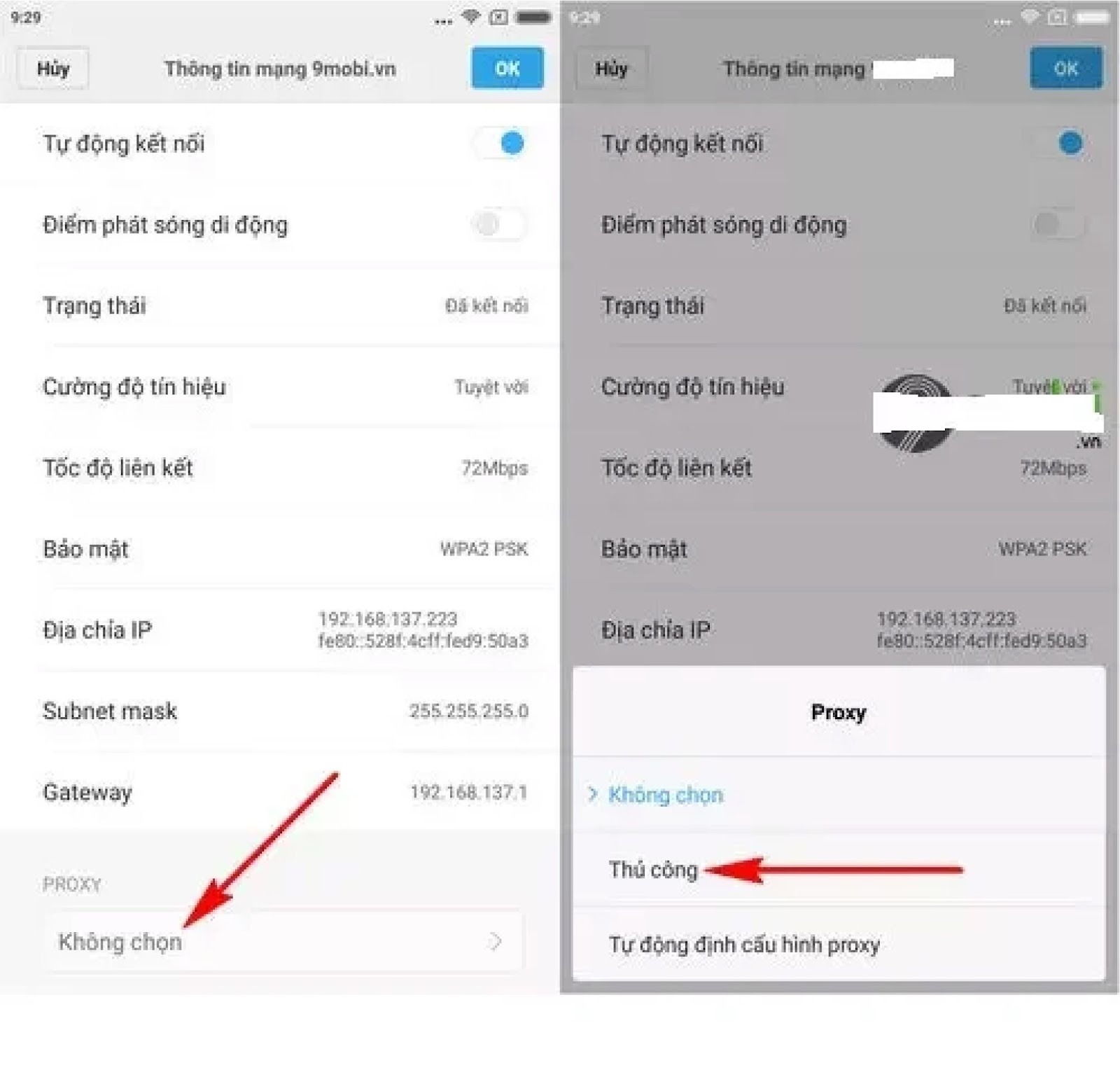 Các bước cài đặt proxy cho wifi trên Android (2)