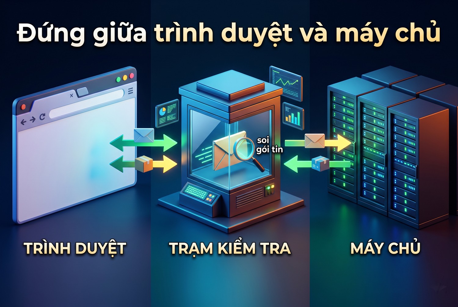 Đứng giữa trình duyệt và máy chủ