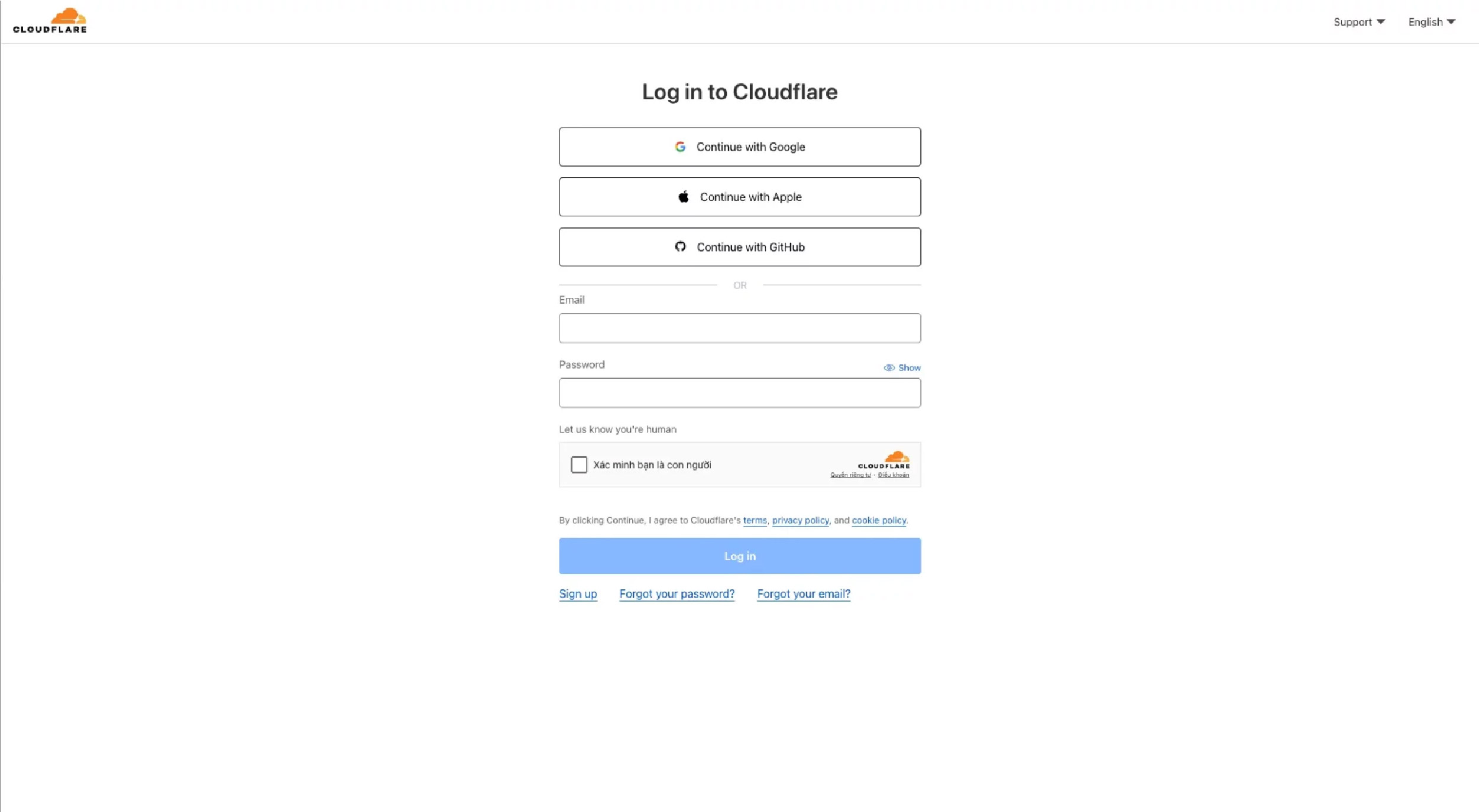 giao diện Cloudflare