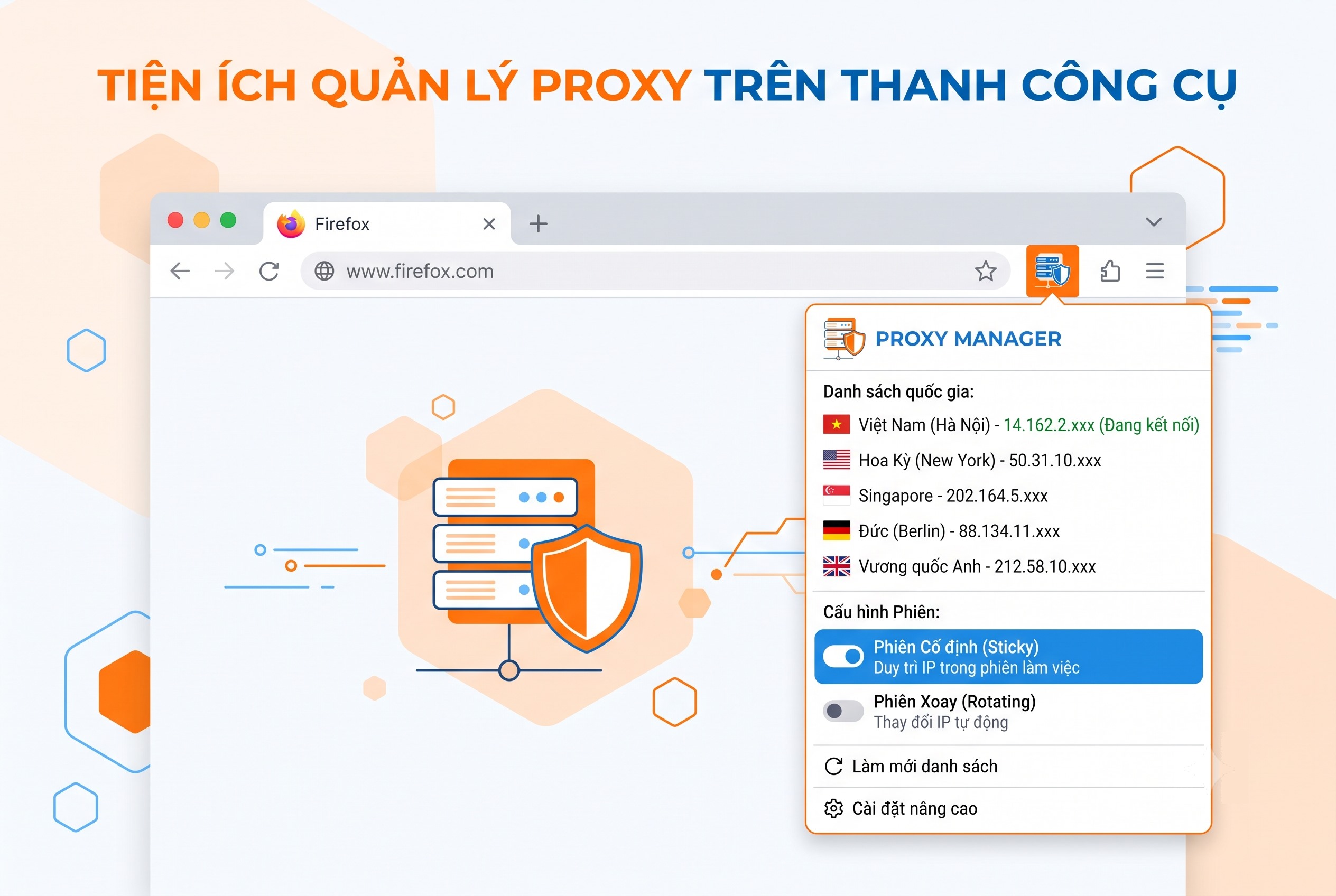 Tiện ích quản lý proxy trên thanh công cụ