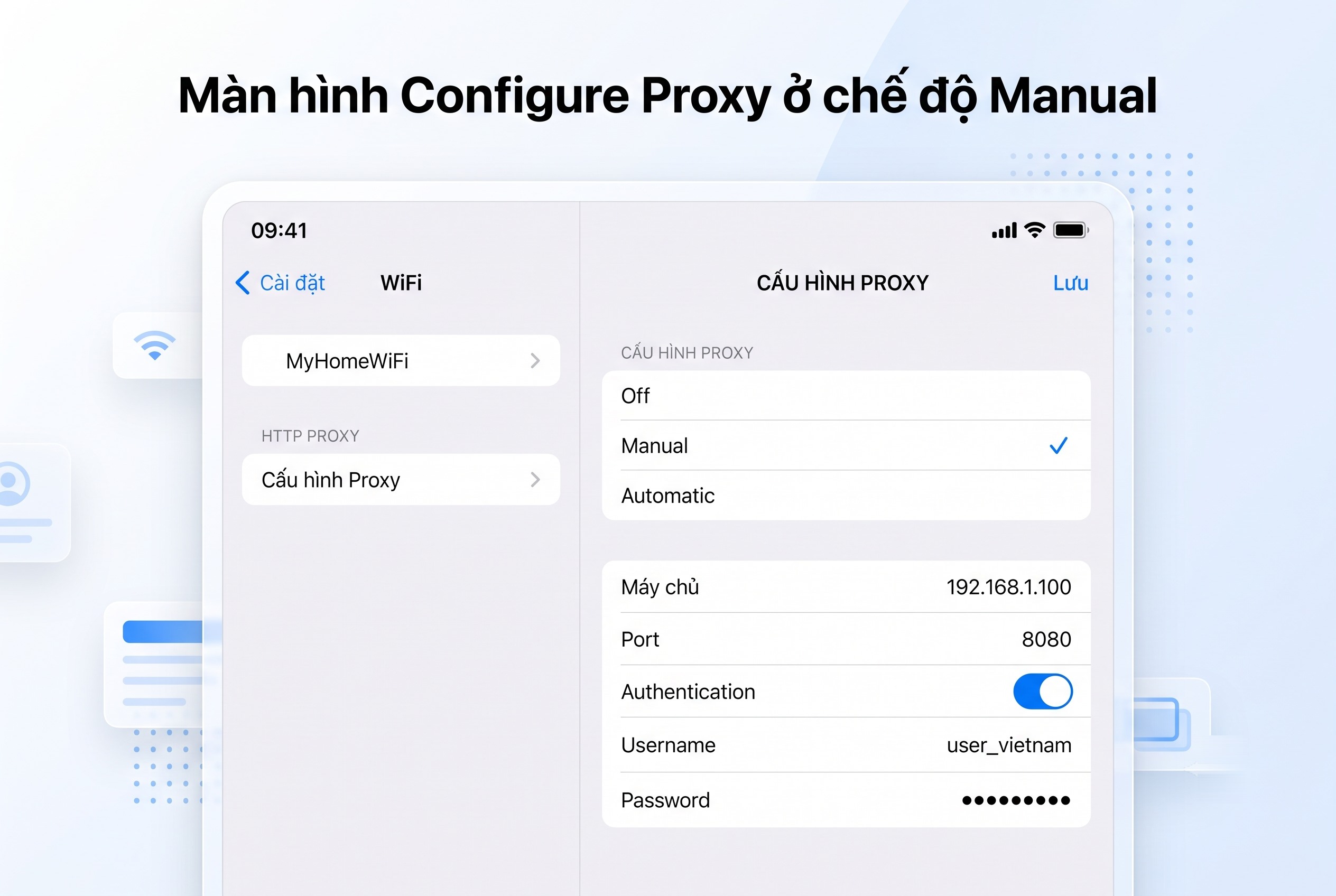 M&agrave;n h&igrave;nh Configure Proxy ở chế độ Manual