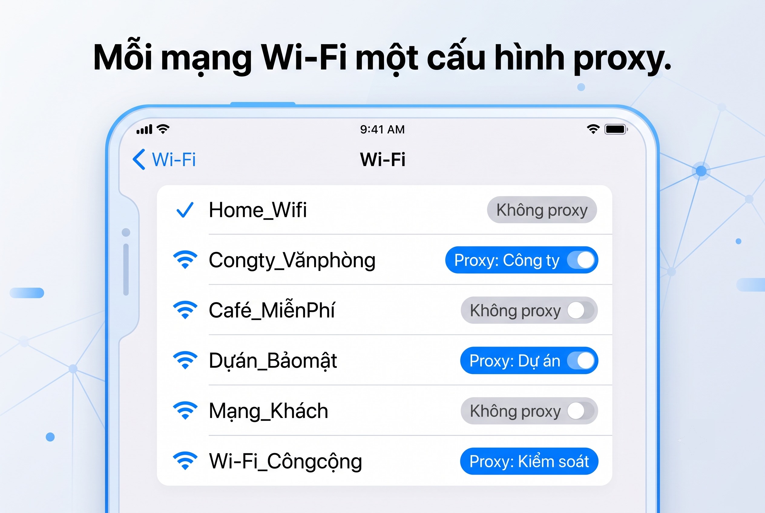 Mỗi mạng Wi-Fi một cấu h&igrave;nh proxy