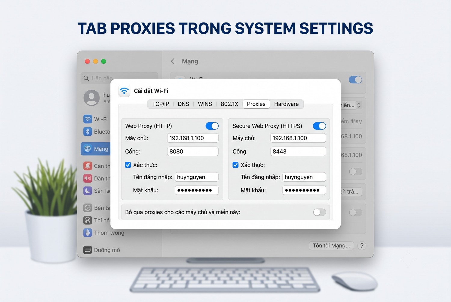 Tab Proxies trong System Settings