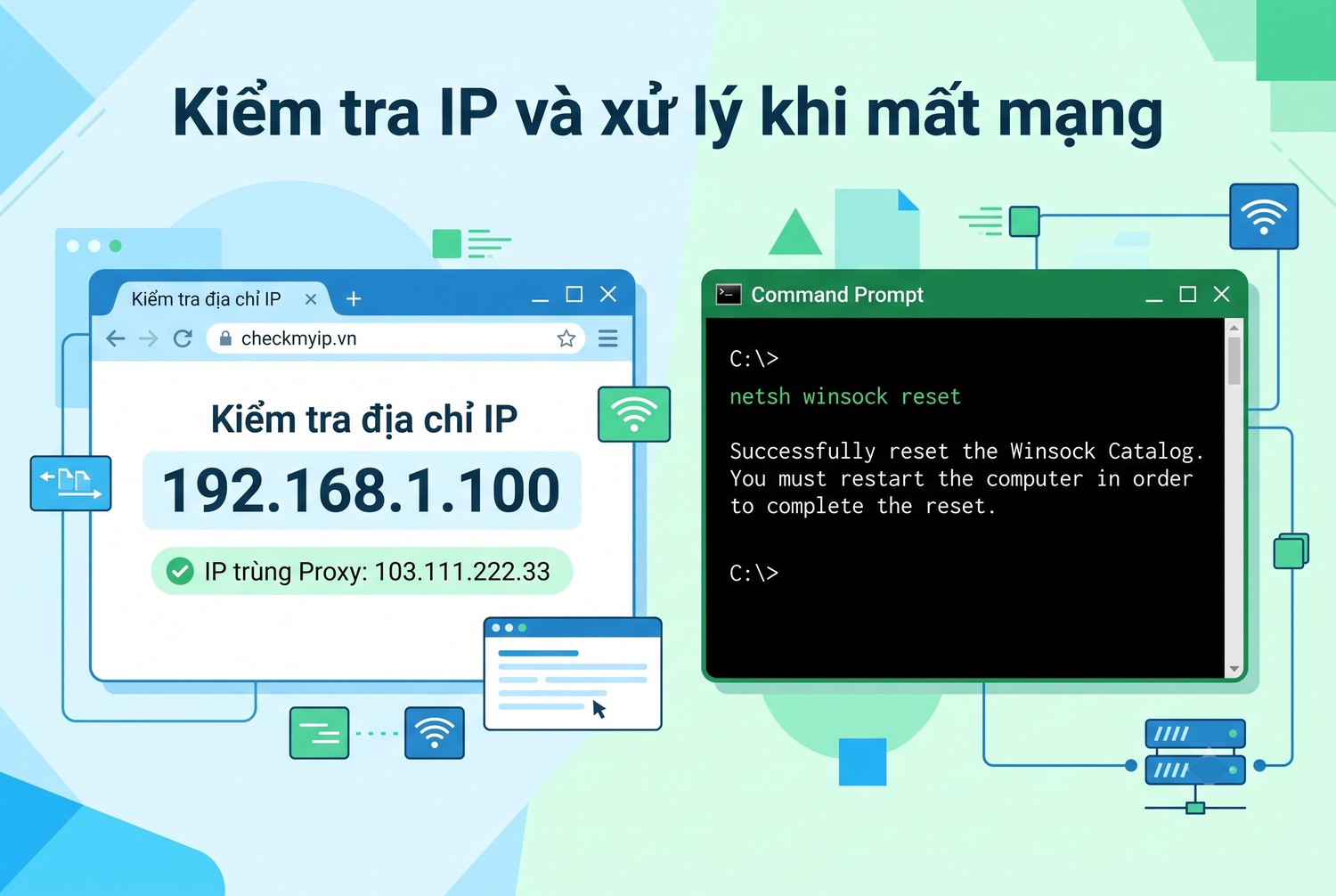 Kiểm tra IP và xử lý khi mất mạng