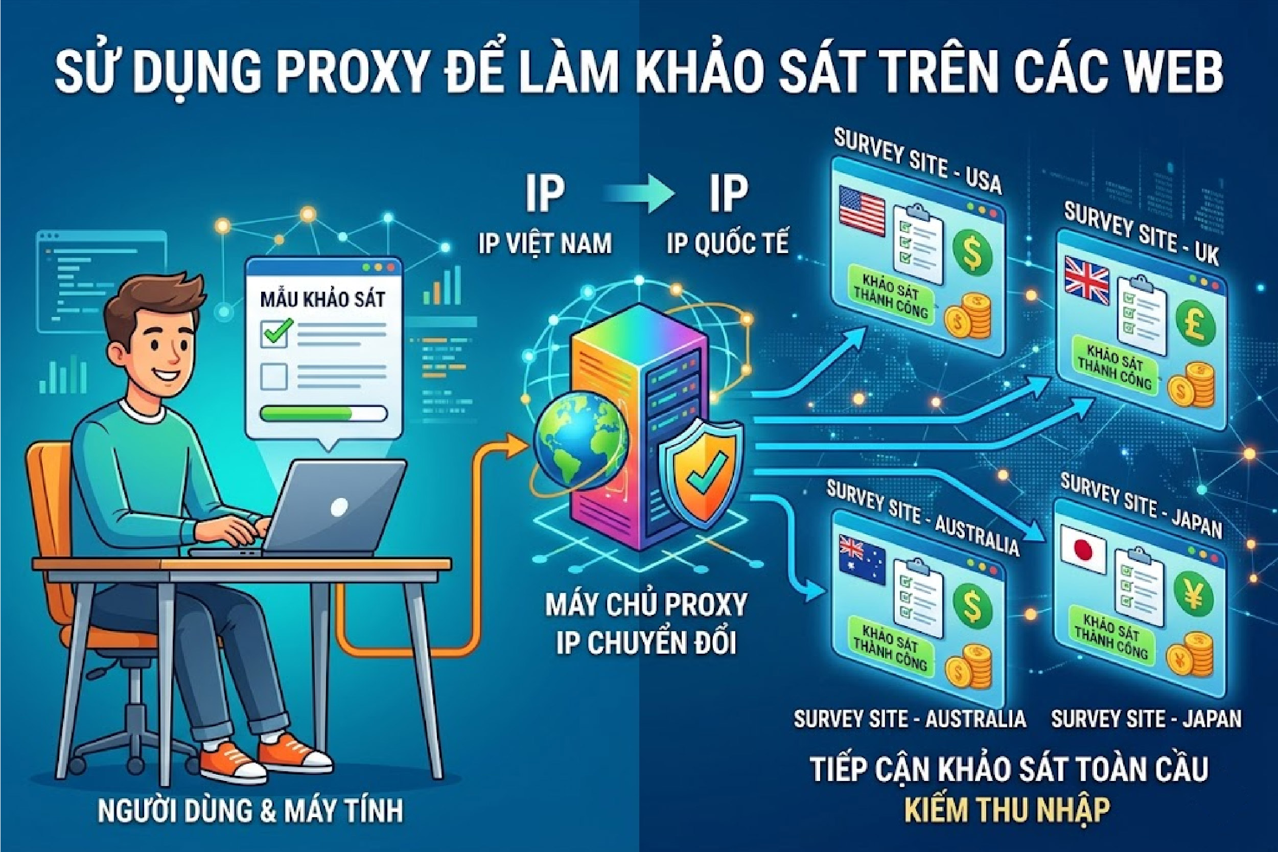 Sử dụng proxy để l&agrave;m khảo s&aacute;t tr&ecirc;n c&aacute;c web