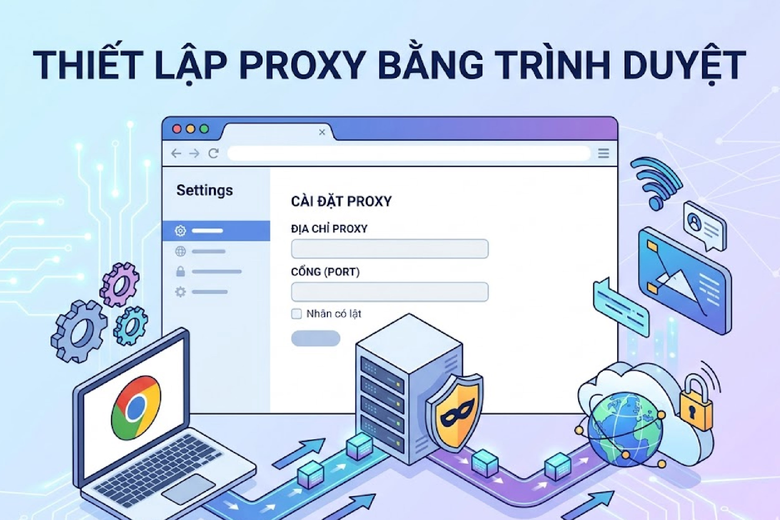 Thiết lập proxy bằng tr&igrave;nh duyệt