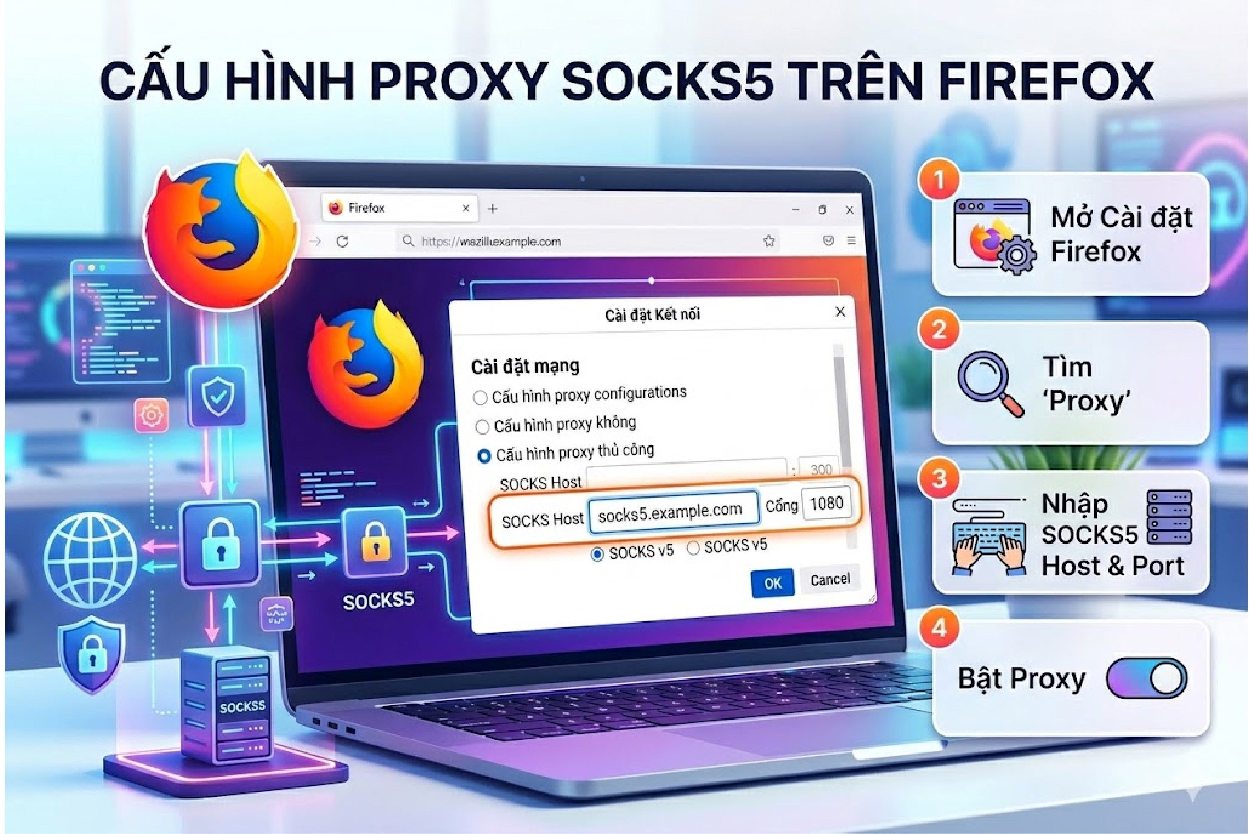 Cấu hình proxy socks5 trên Firefox