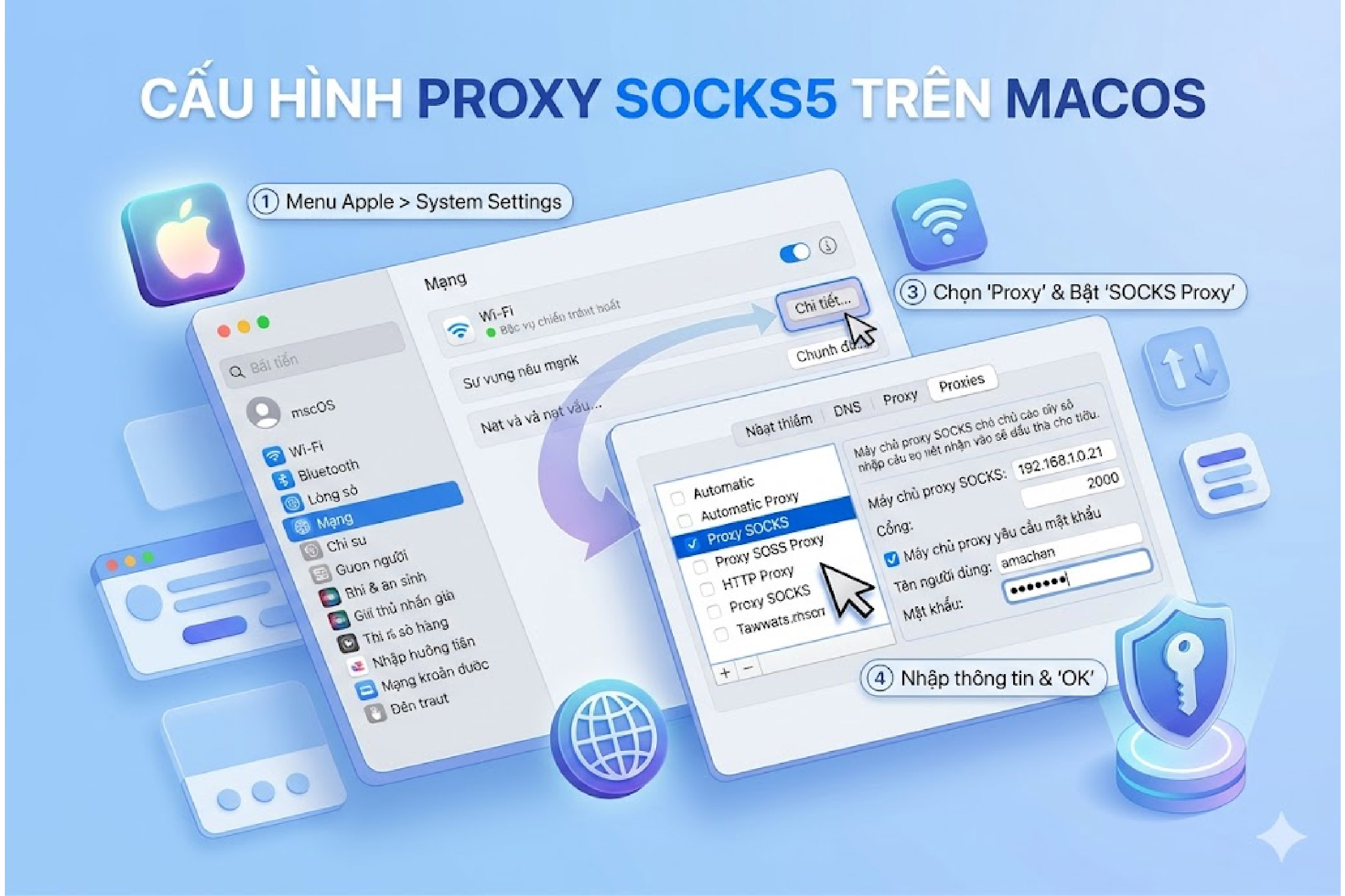 Cấu hình proxy socks5 trên MacOS