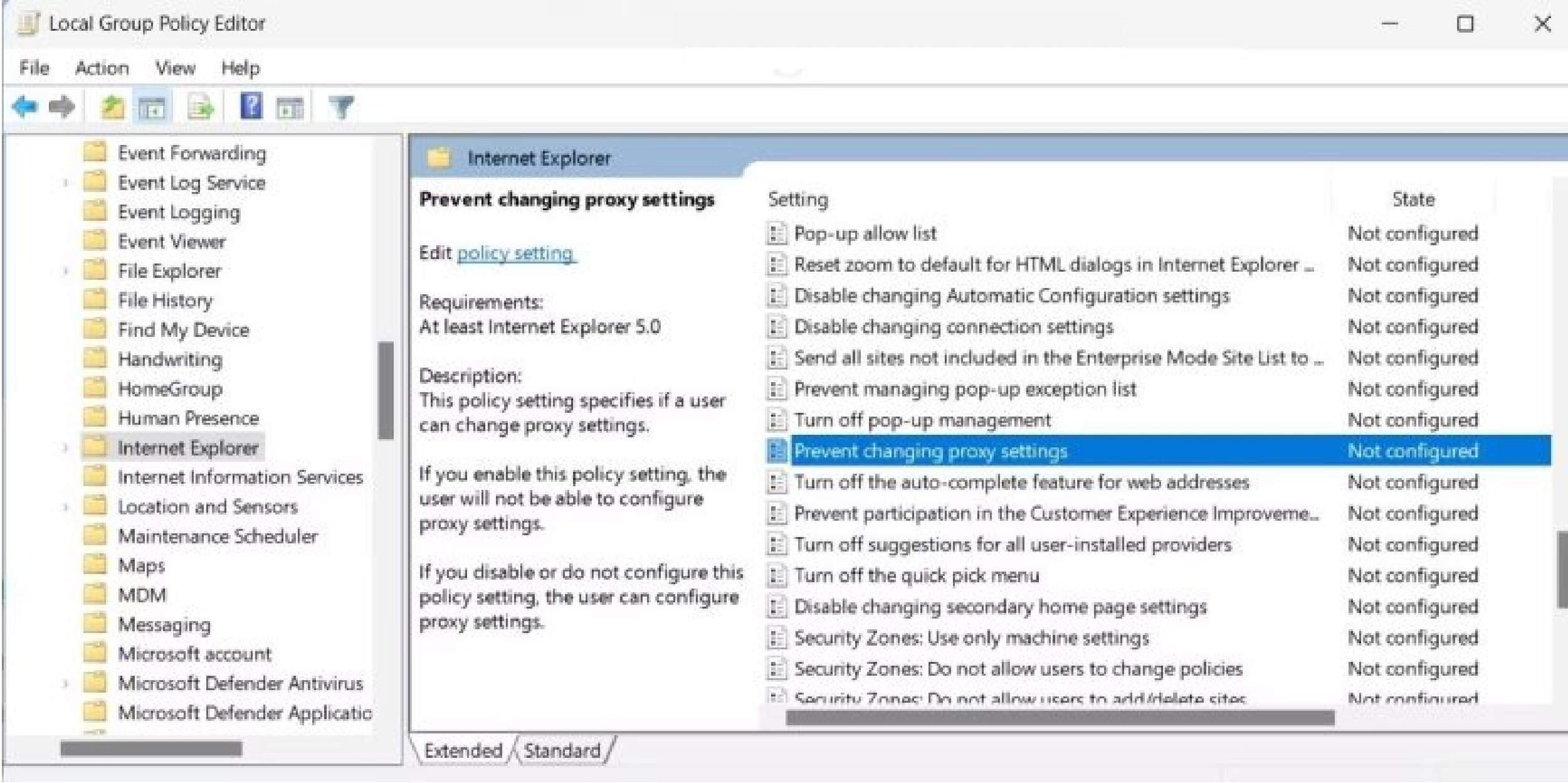 Tệp Prevent changing proxy settings