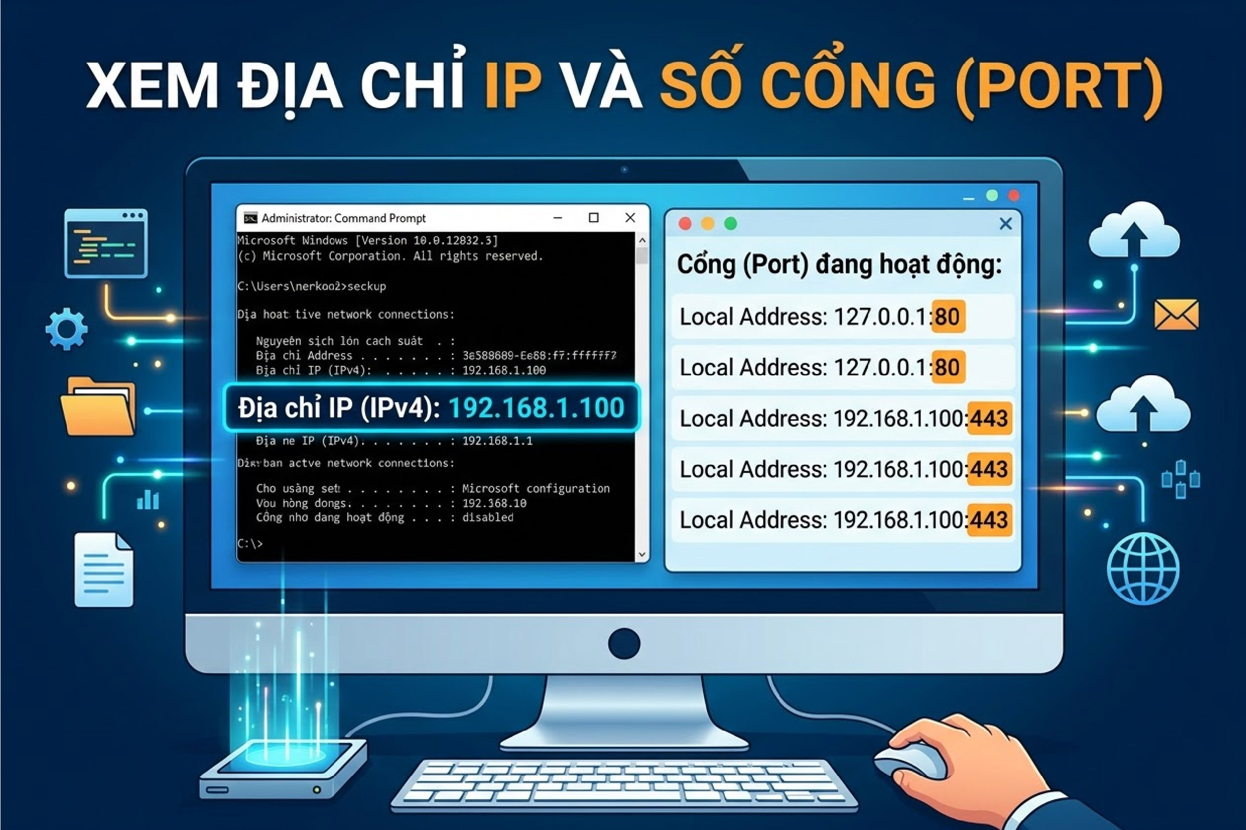 Xem địa chỉ IP và số cổng (Port)