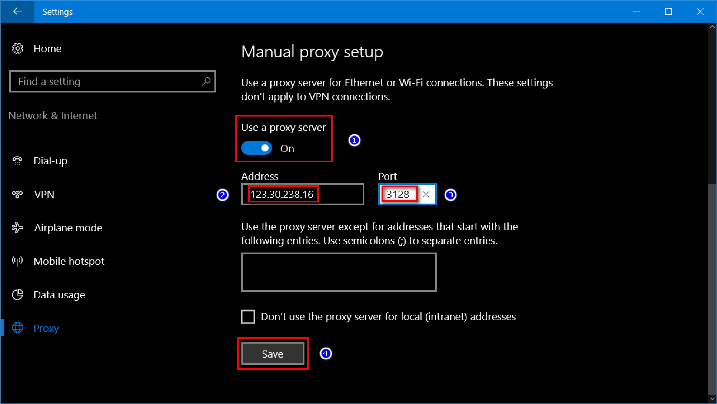 Tra cứu proxy thông qua setting trên window