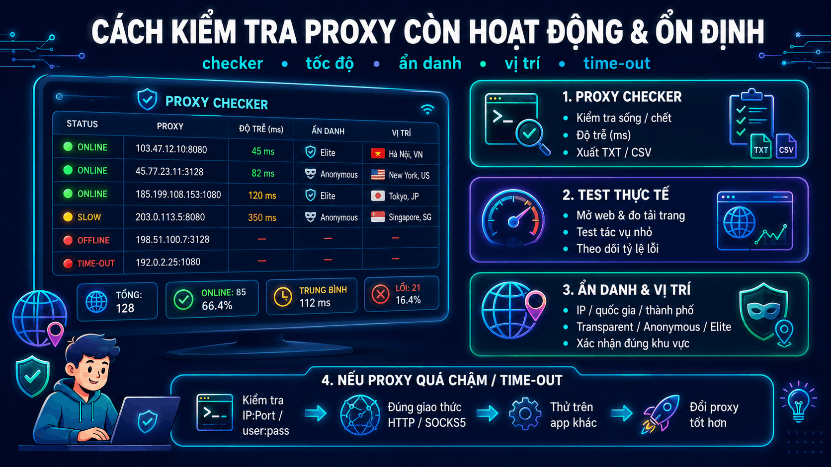 Cách kiểm tra proxy còn hoạt động và ổn định