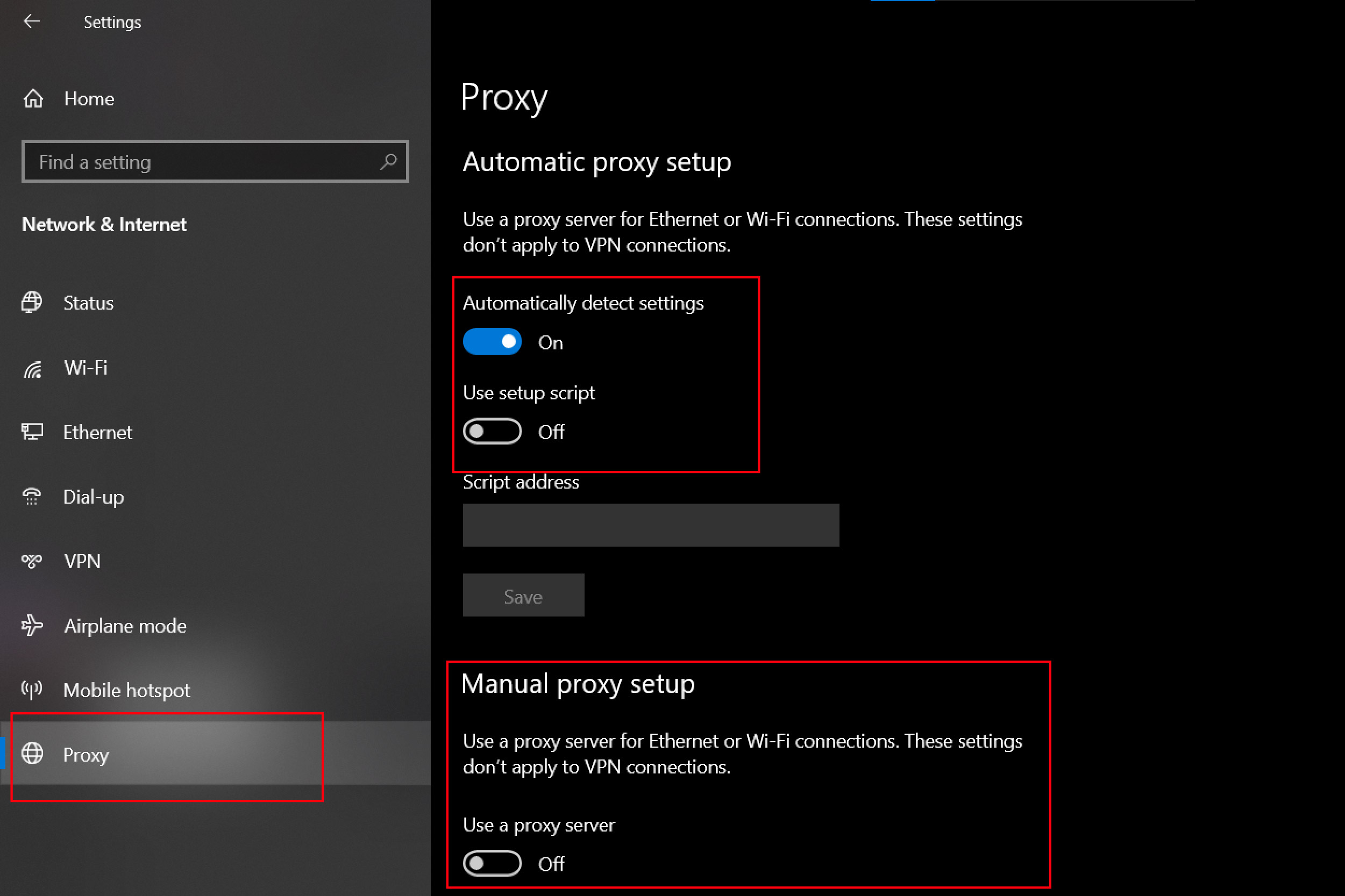 nhấp v&agrave;o mục Proxy