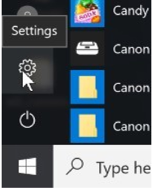 mở cửa sổ Settings