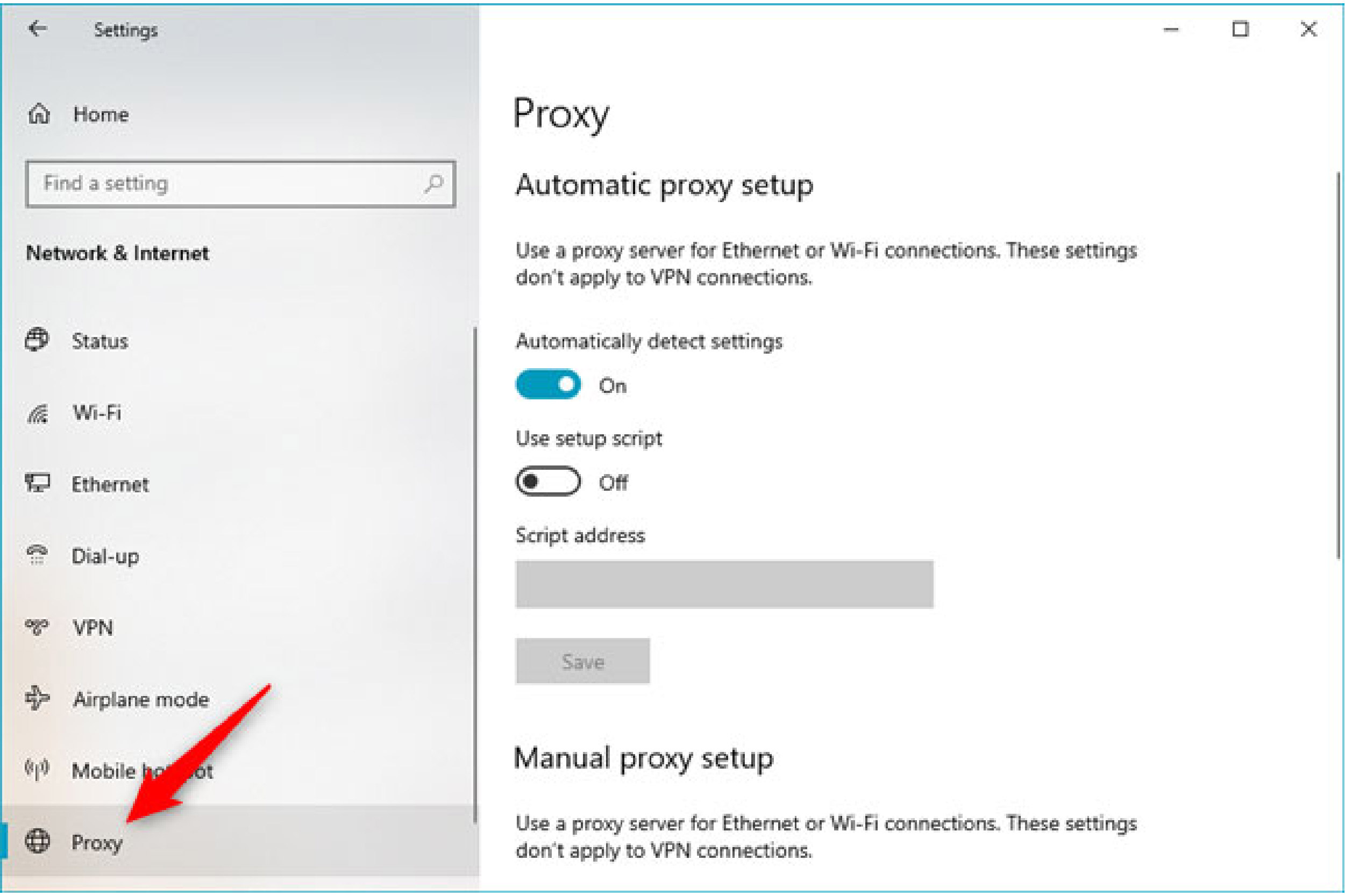 nhấp chuột v&agrave;o mục Proxy
