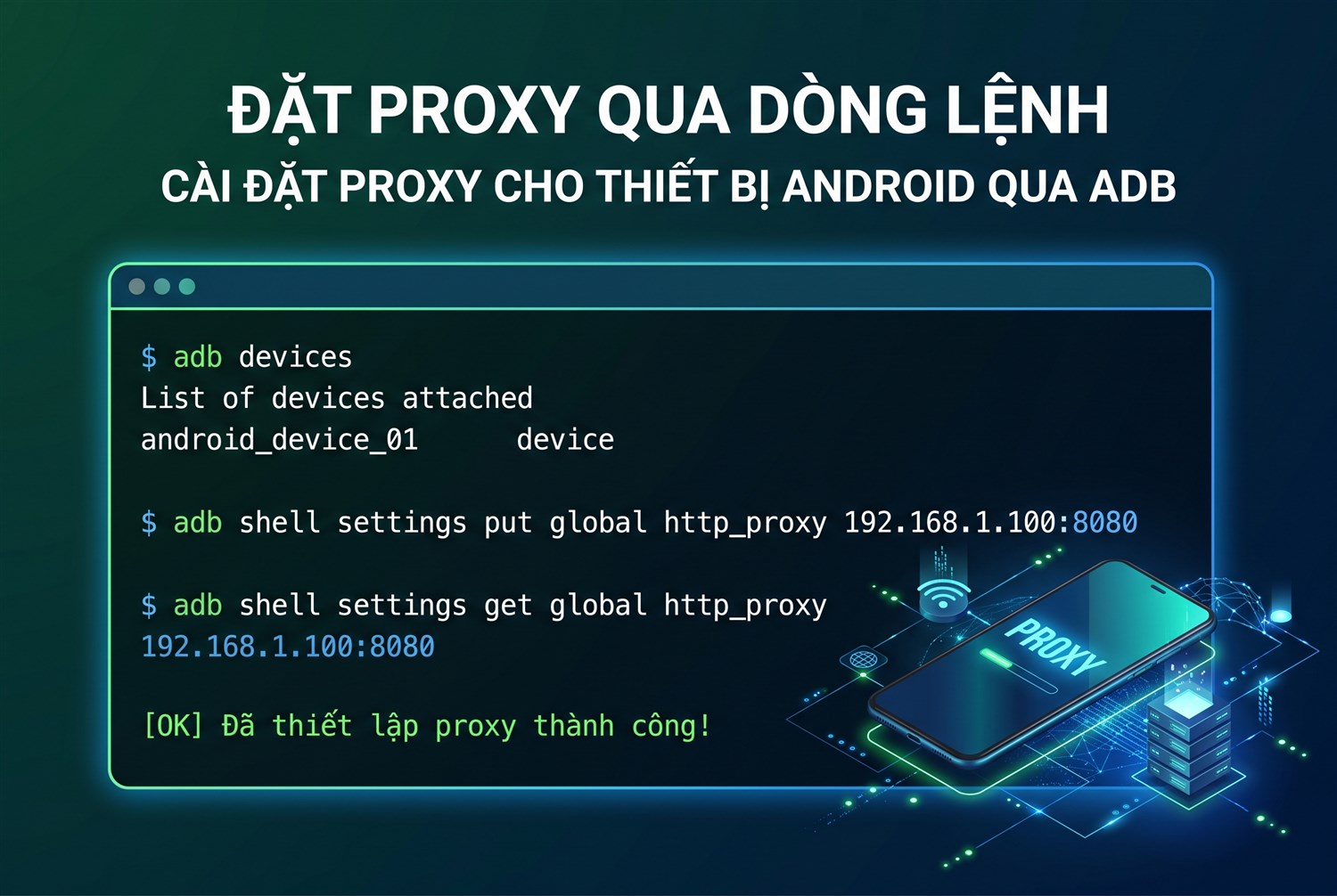 Đặt proxy qua dòng lệnh