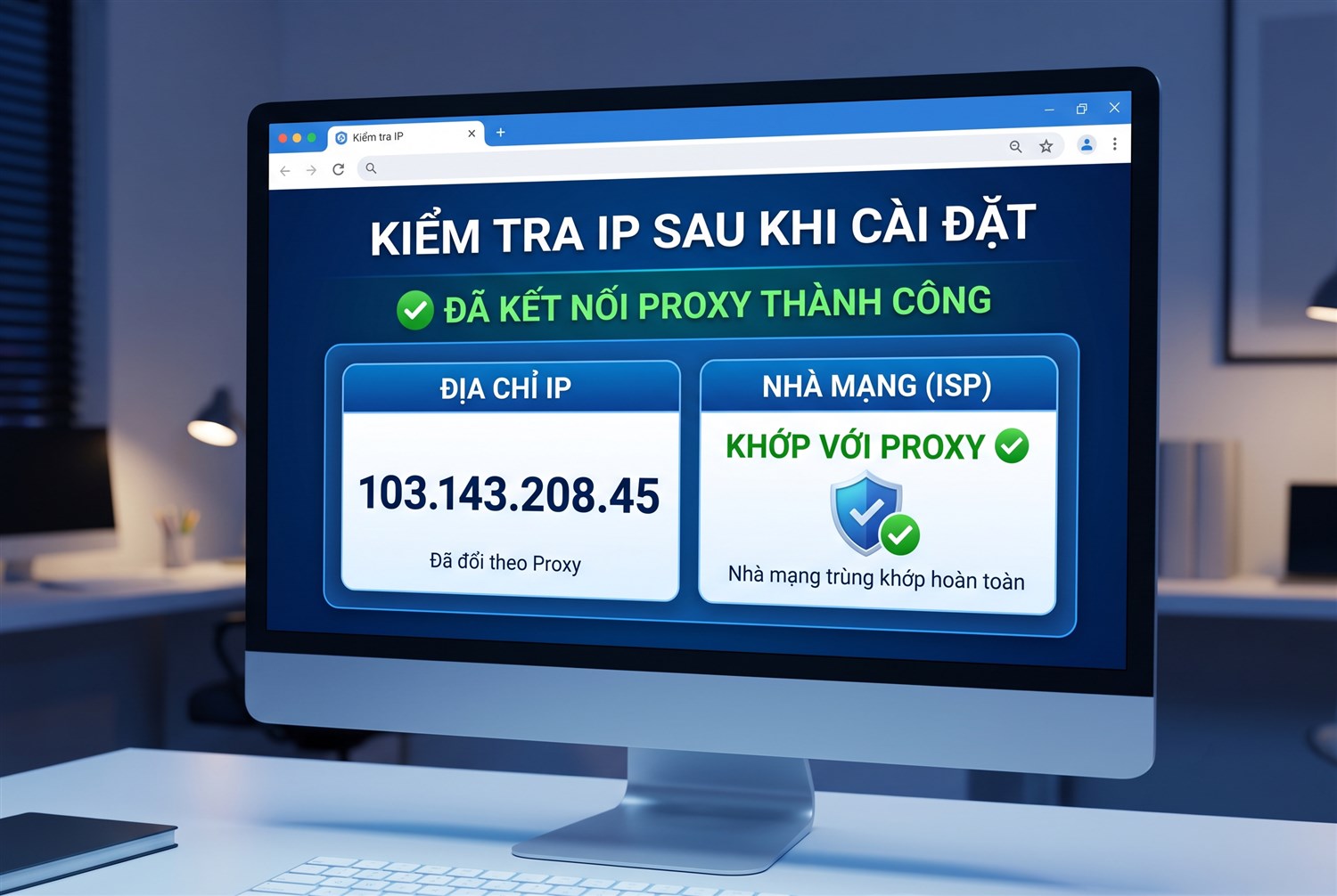 Kiểm tra IP sau khi cài