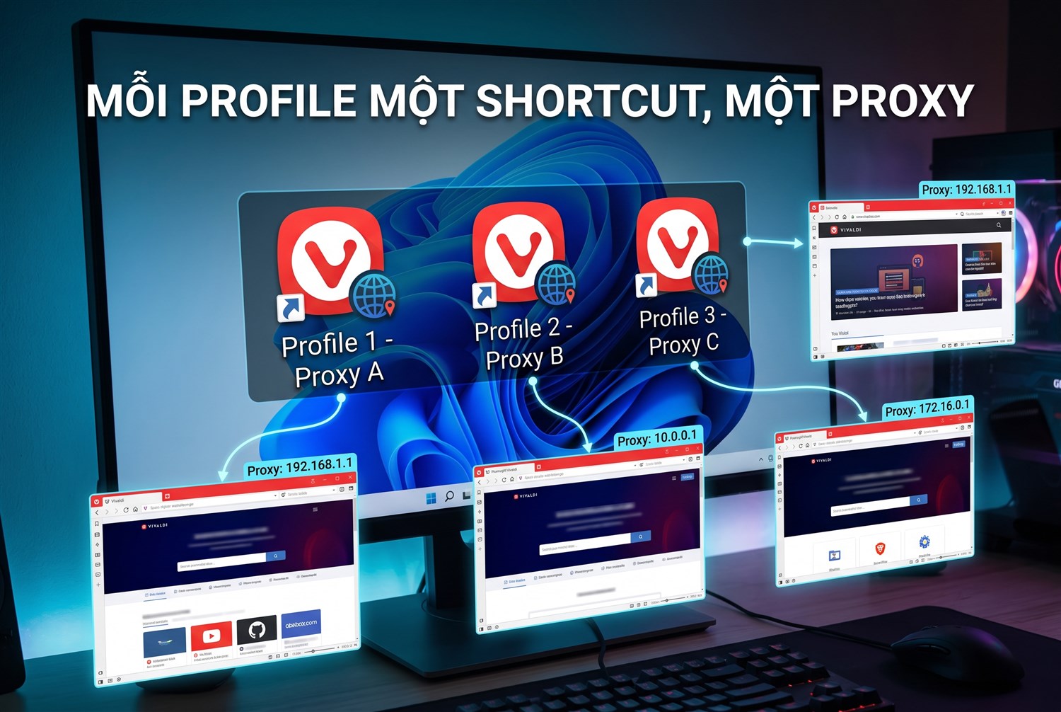 Mỗi profile một shortcut, một proxy