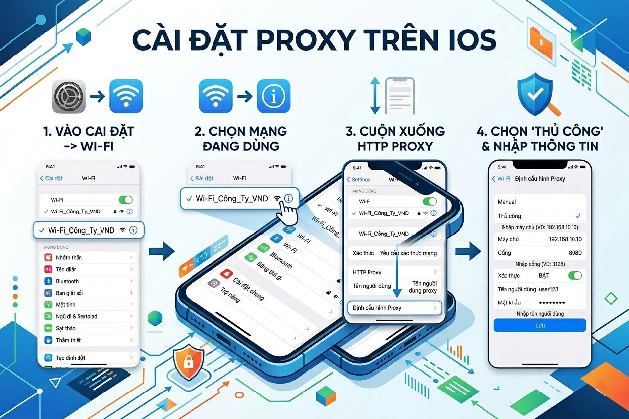 Cài đặt proxy trên iOS