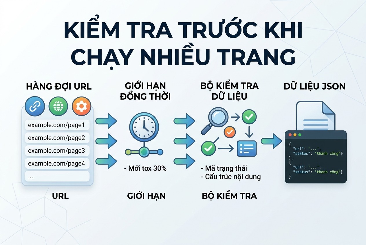 Kiểm tra trước khi chạy nhiều trang