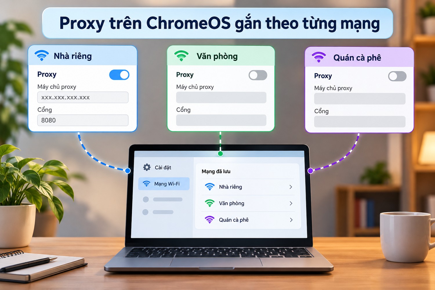 Proxy trên ChromeOS gắn theo từng mạng