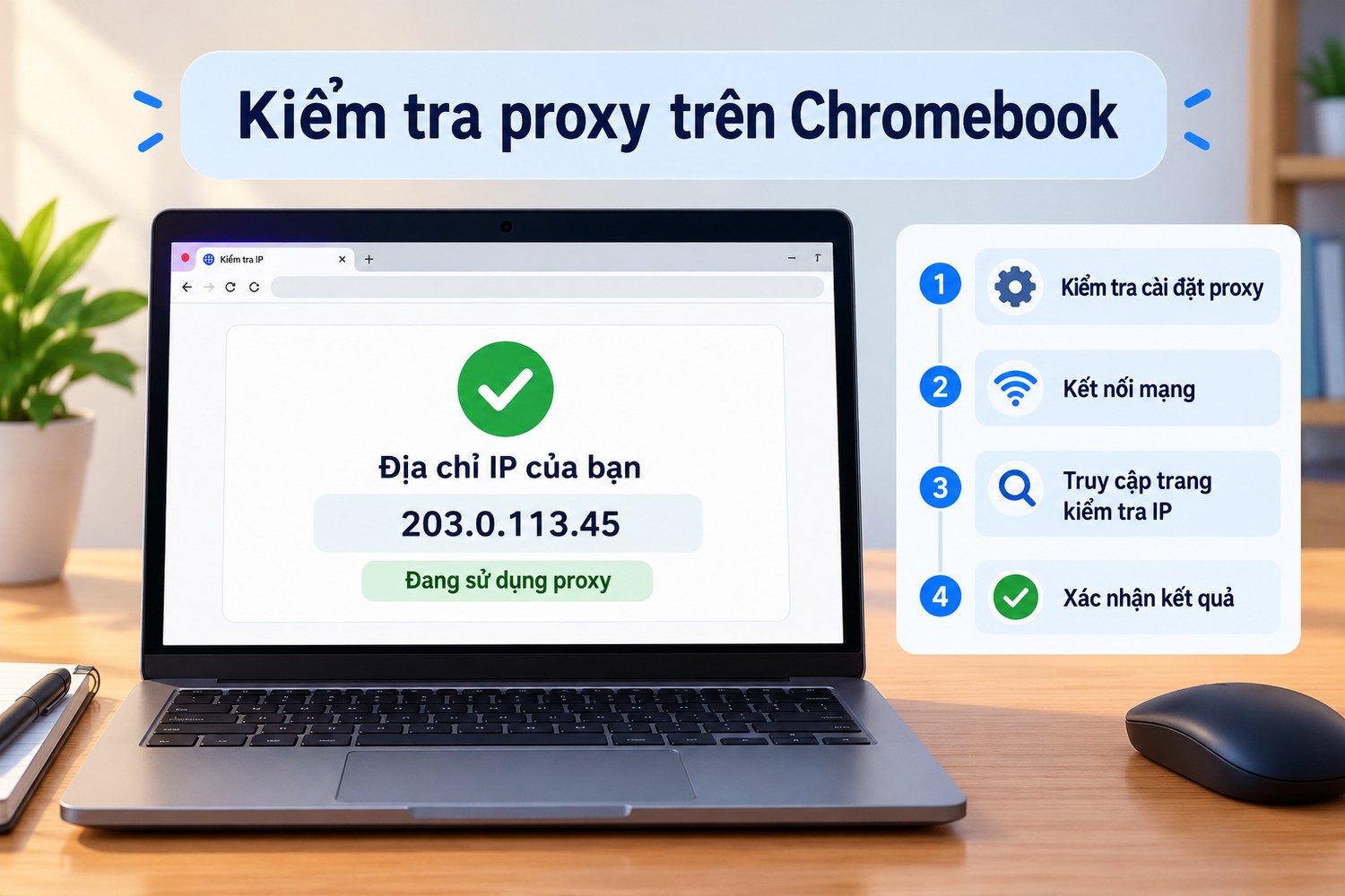 Kiểm tra proxy trên Chromebook