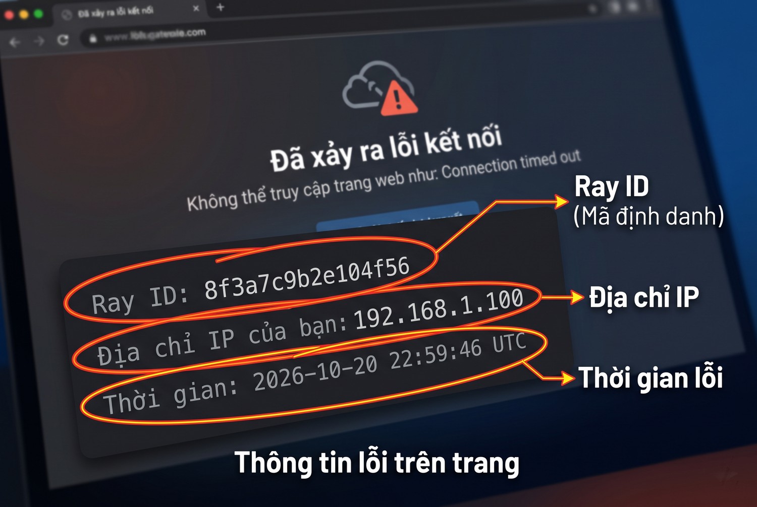 Ray ID và thông tin trên trang lỗi