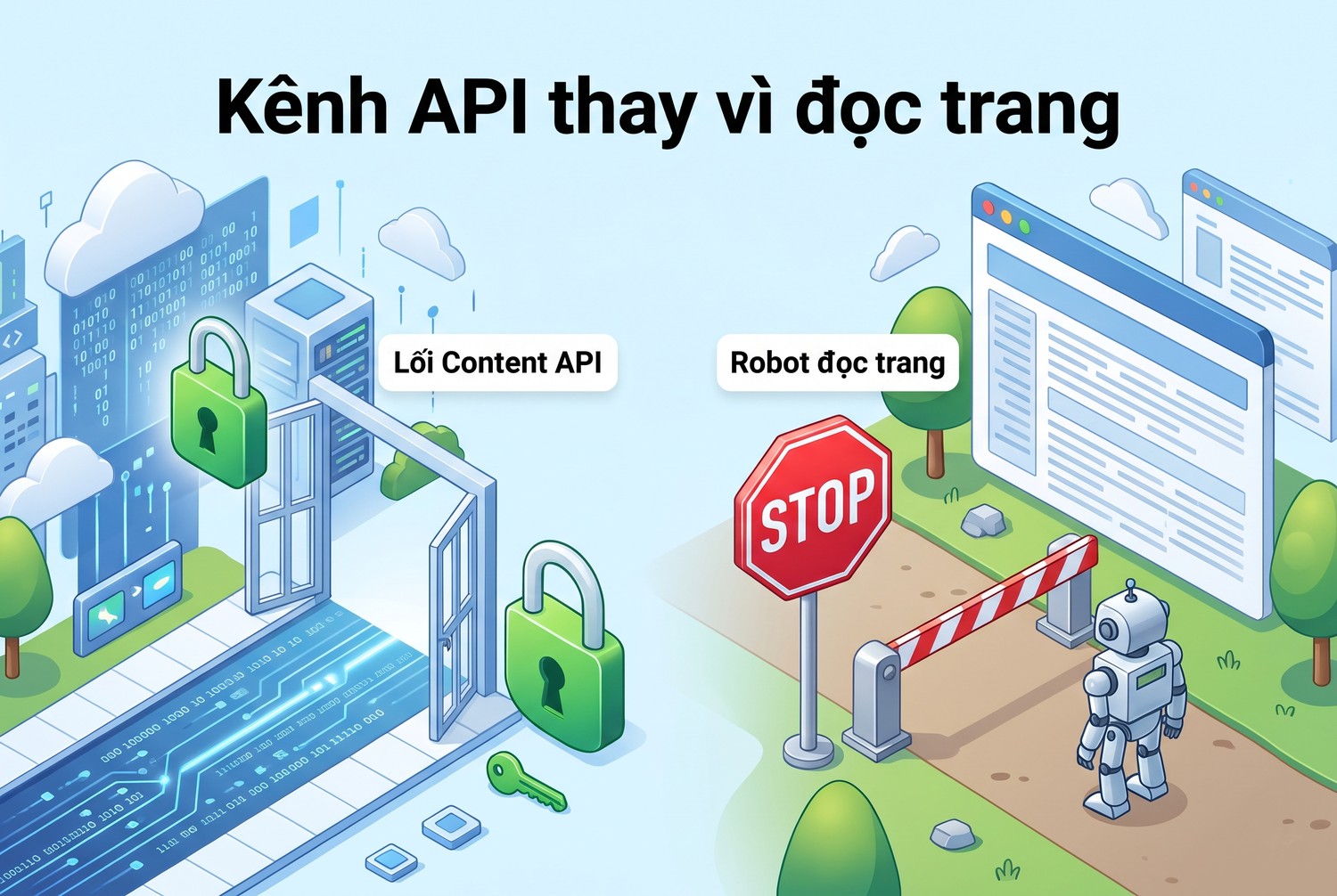 Kênh API thay vì đọc trang