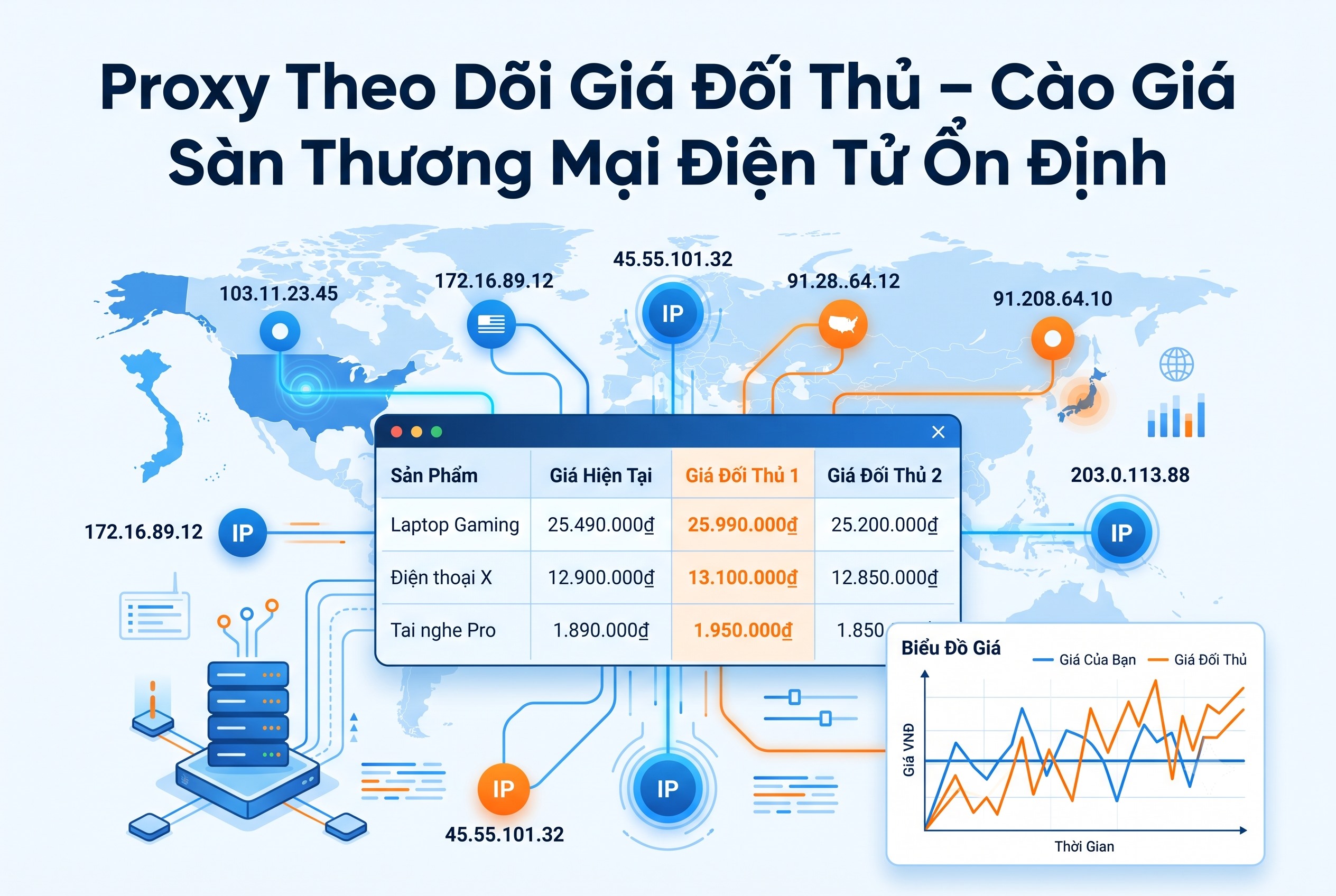 Proxy Theo Dõi Giá Đối Thủ: Cào Giá Sàn TMĐT Ổn Định