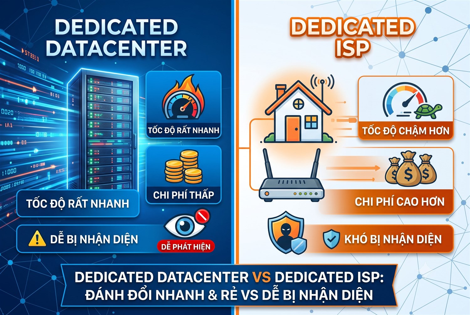 Dedicated datacenter vs dedicated ISP: nhanh và rẻ đổi lấy dễ bị nhận diện