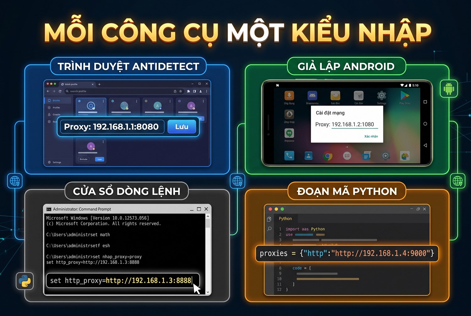 Mỗi công cụ một kiểu nhập