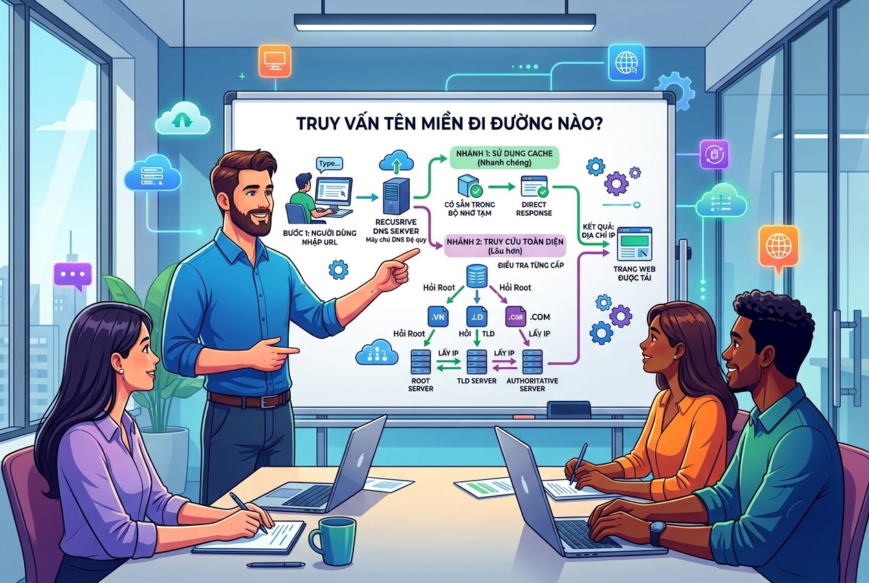 Truy vấn tên miền đi đường nào