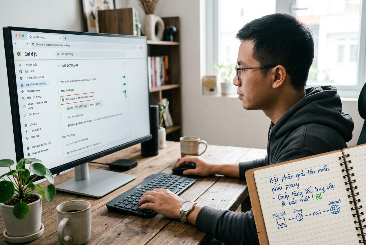 Bật phân giải tên miền phía proxy