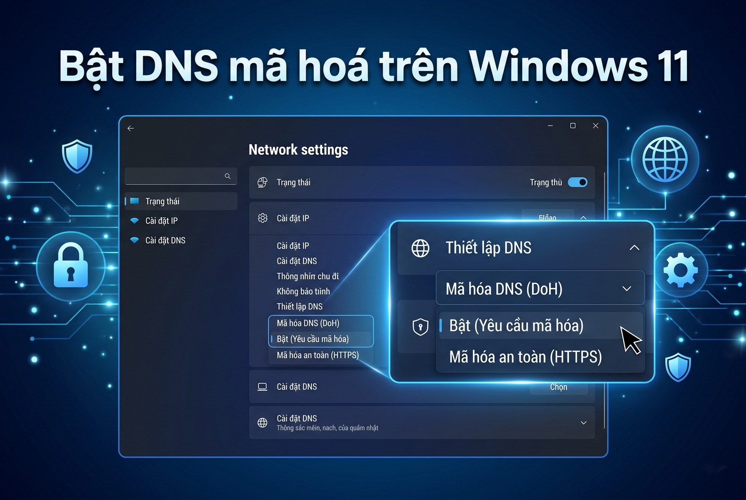 Bật DNS mã hoá trên Windows 11