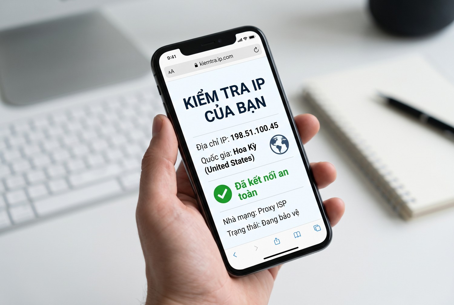 Kiểm tra IP sau khi bật
