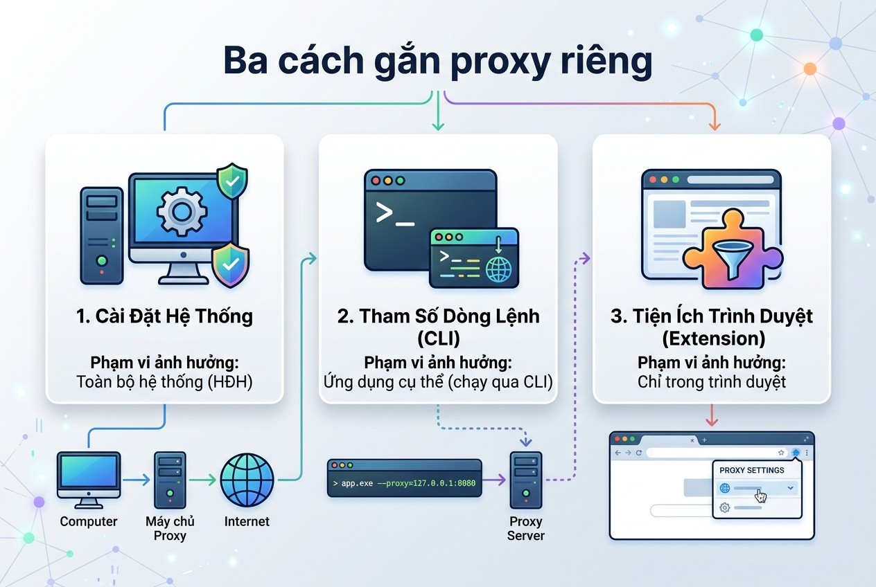 Ba cách gắn proxy riêng