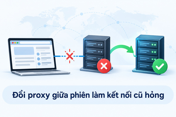 Đổi proxy giữa phiên làm kết nối cũ hỏng