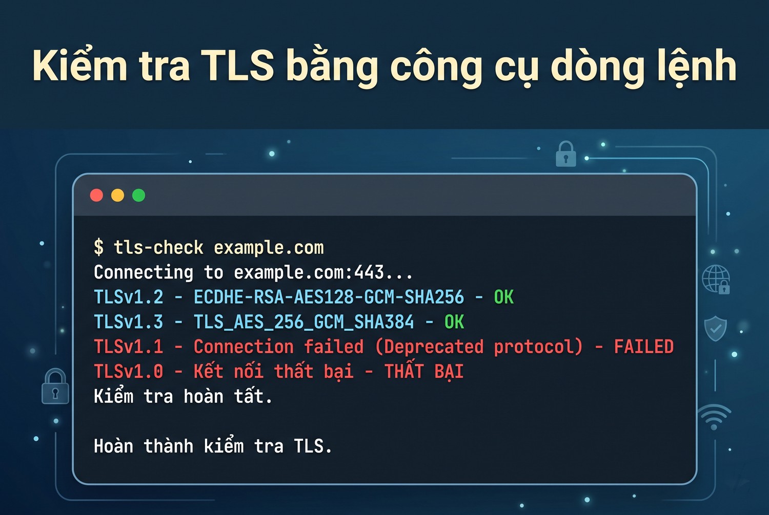 Kiểm tra TLS bằng công cụ dòng lệnh