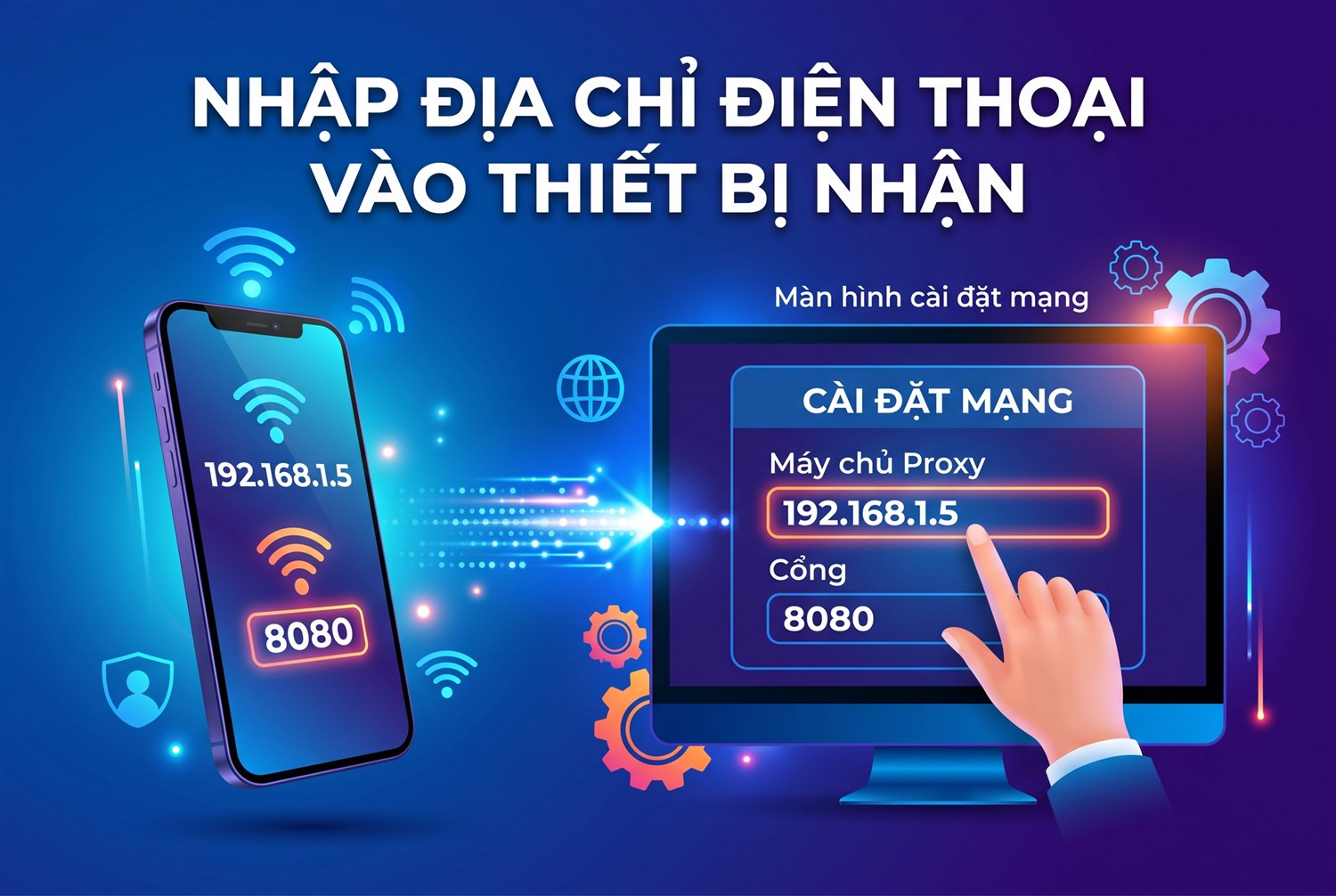 Nhập địa chỉ điện thoại vào thiết bị nhận