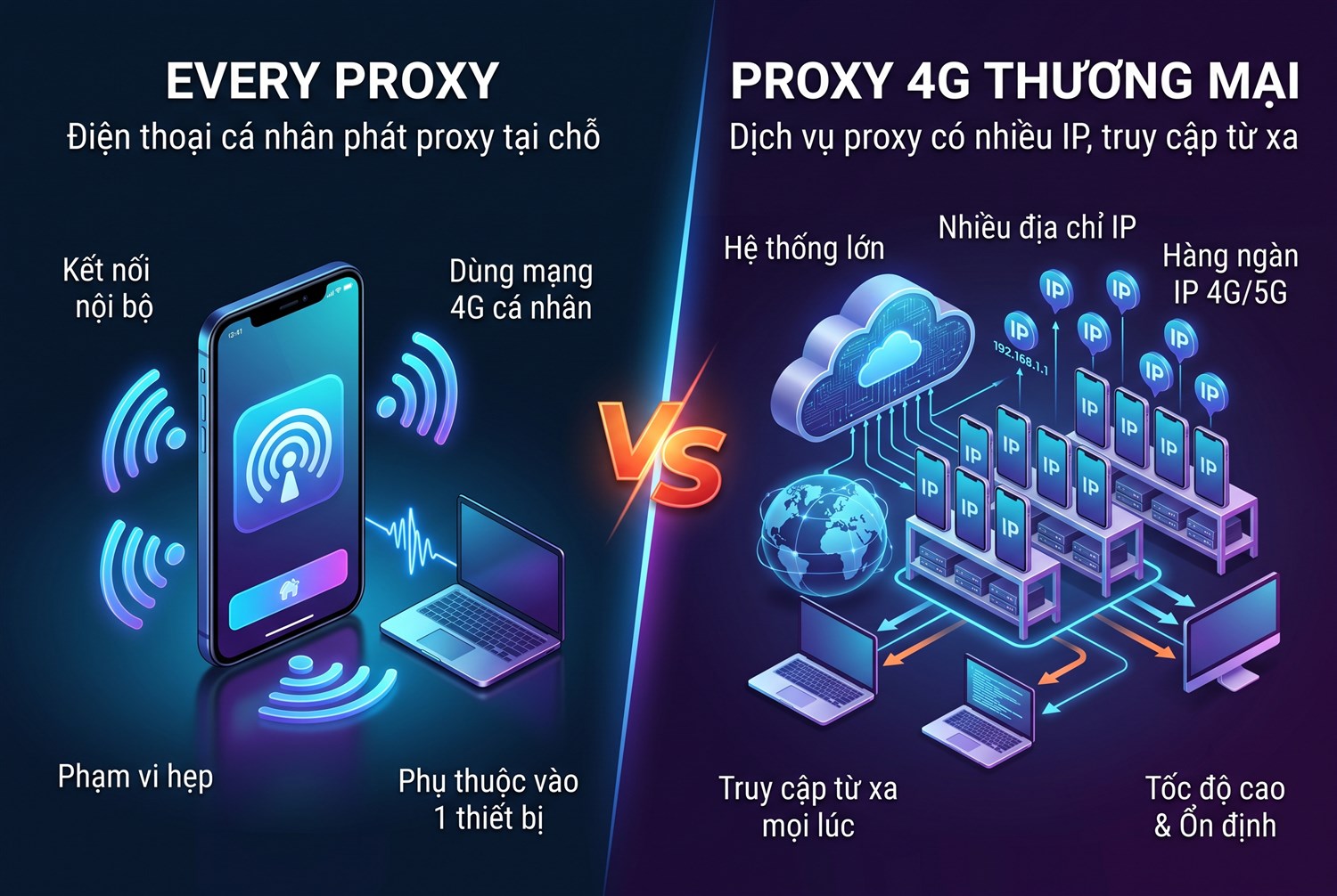 Every Proxy và proxy 4G thương mại