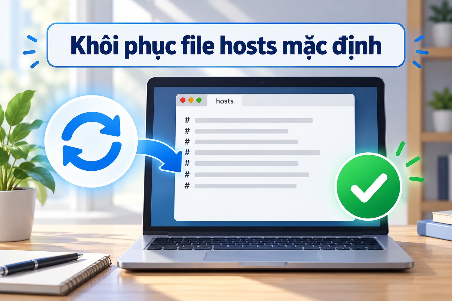 Khôi phục file hosts mặc định