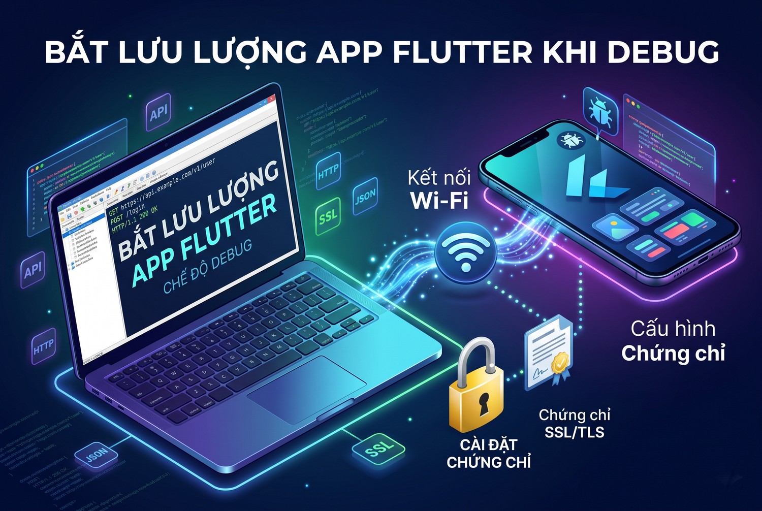 Bắt lưu lượng app Flutter khi debug