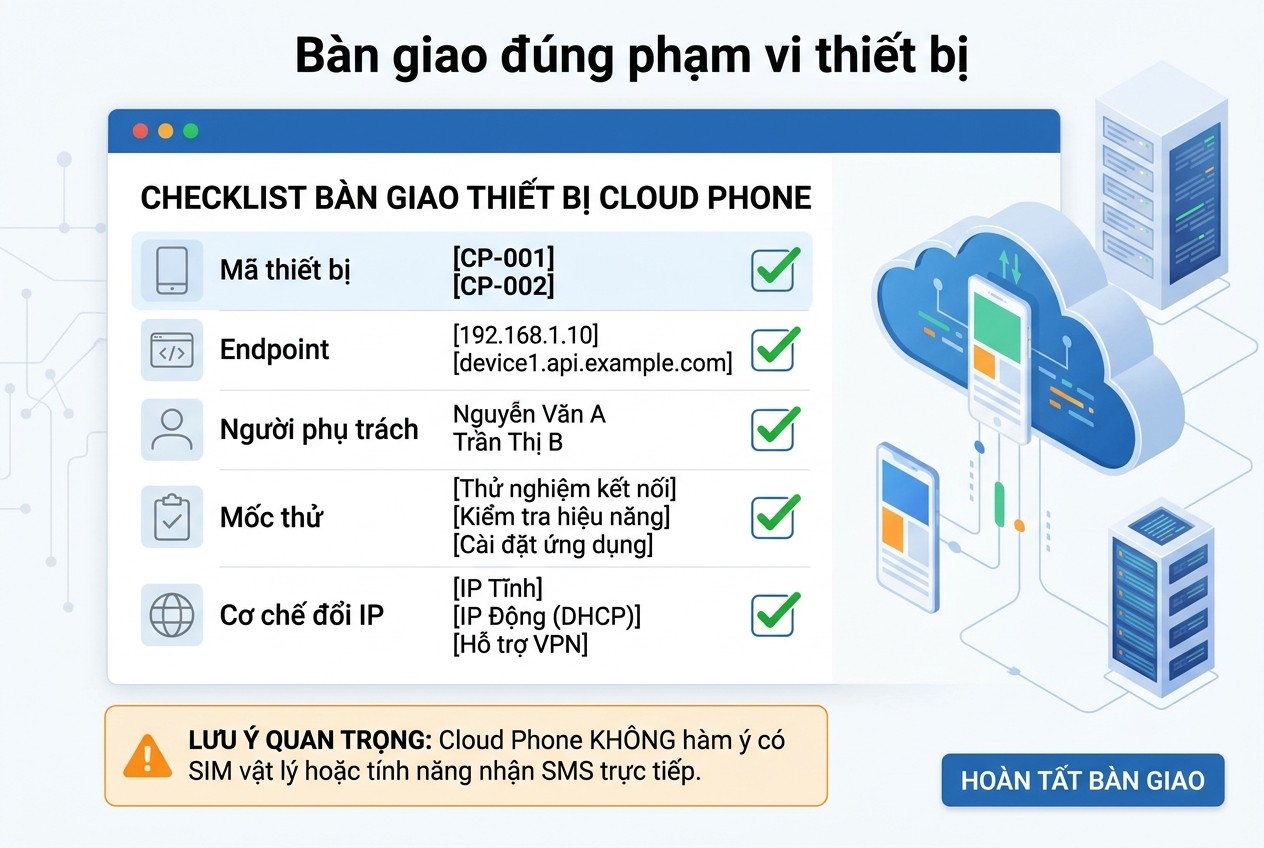 Bàn giao đúng phạm vi thiết bị