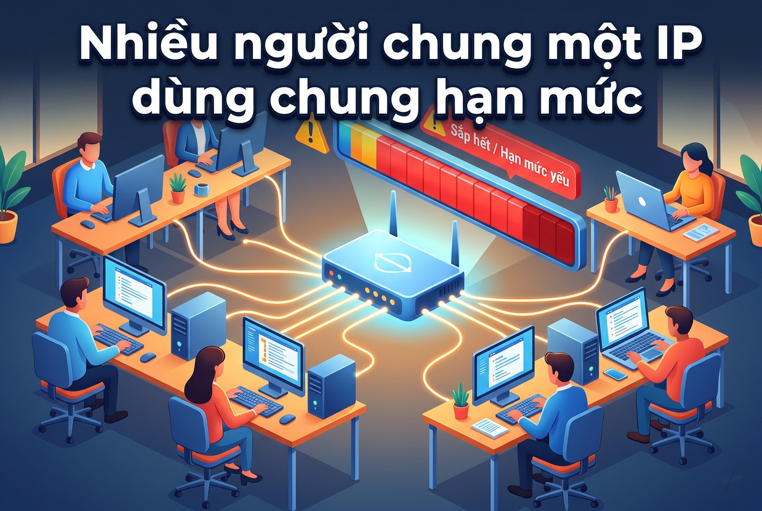 Nhiều người chung một IP dùng chung hạn mức