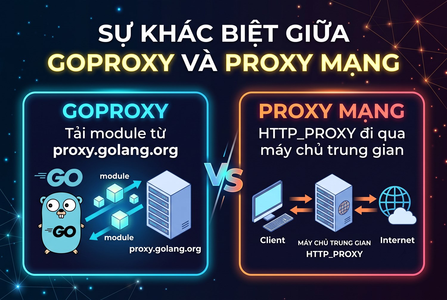 GOPROXY khác proxy mạng