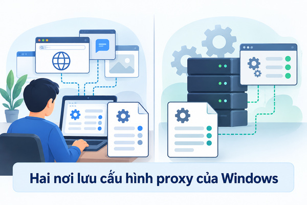 Hai nơi lưu cấu hình proxy của Windows