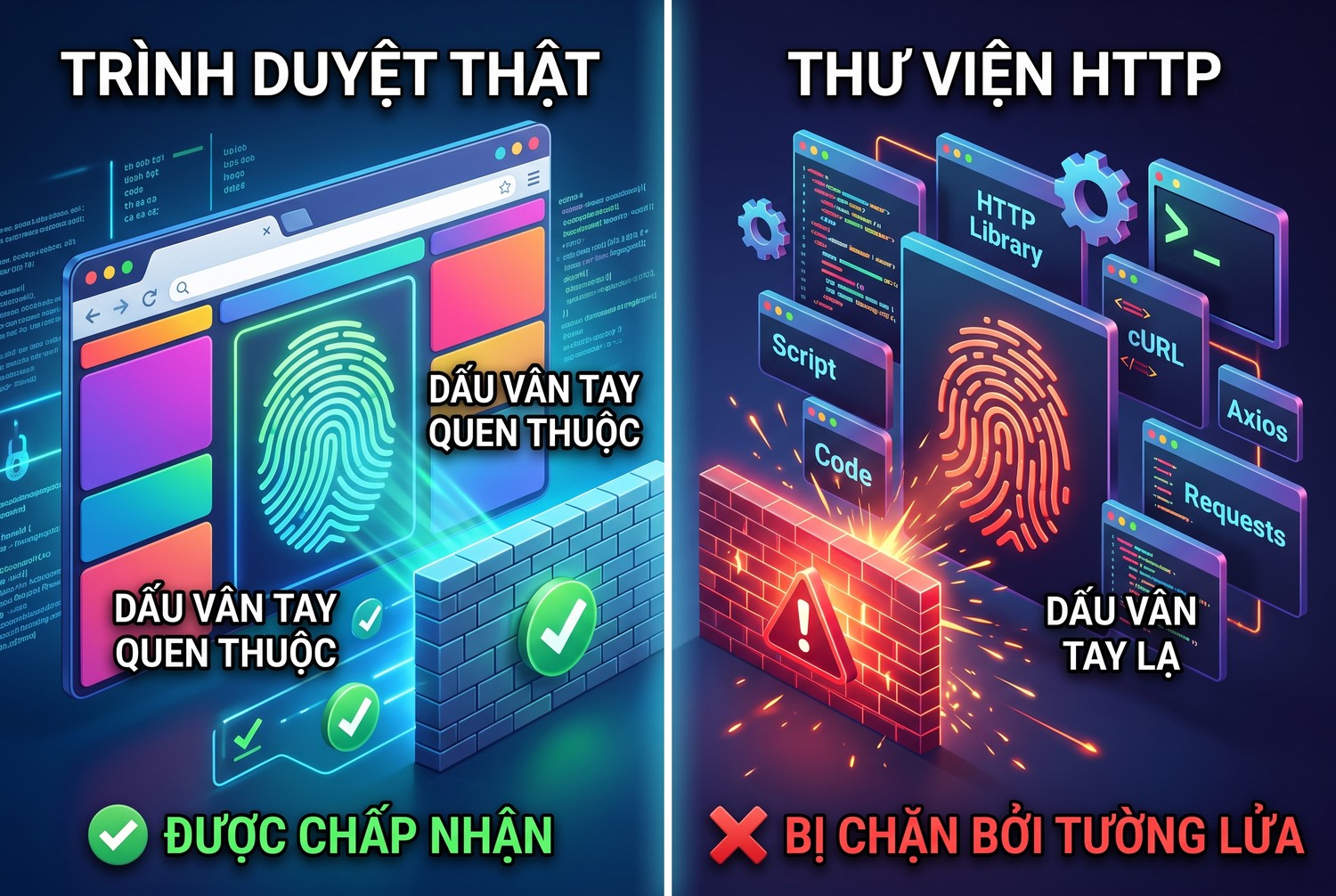 Trình duyệt thật và thư viện HTTP