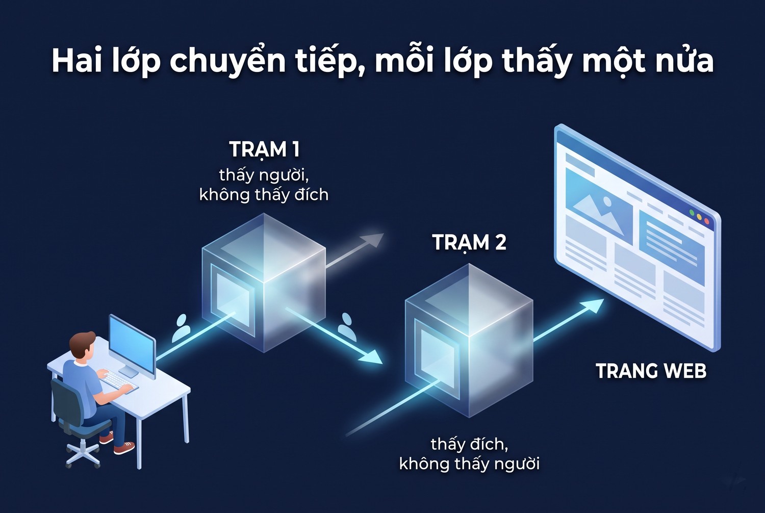 Hai lớp chuyển tiếp, mỗi lớp thấy một nửa